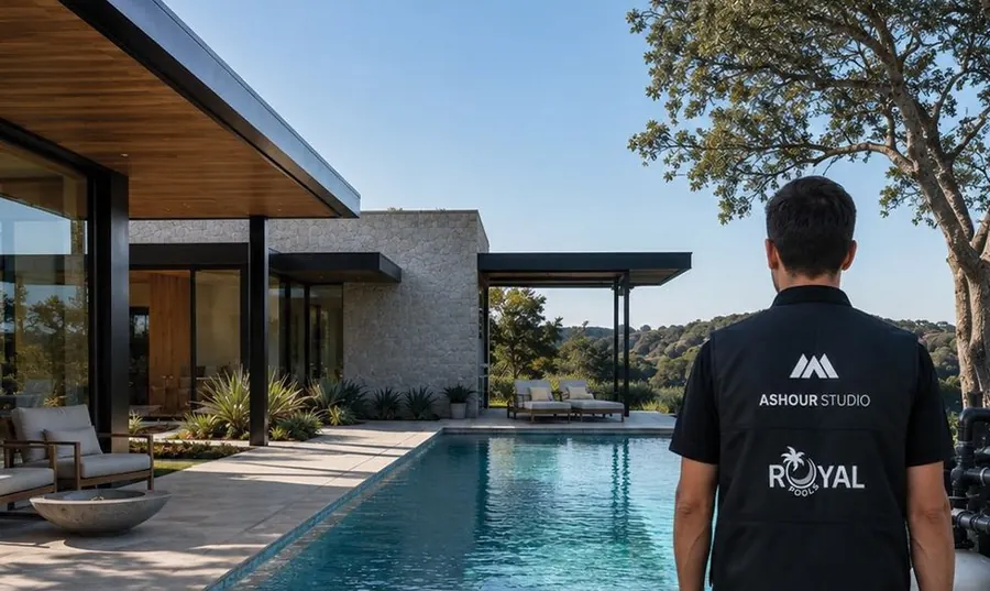 Engineer overlooking a finished pool