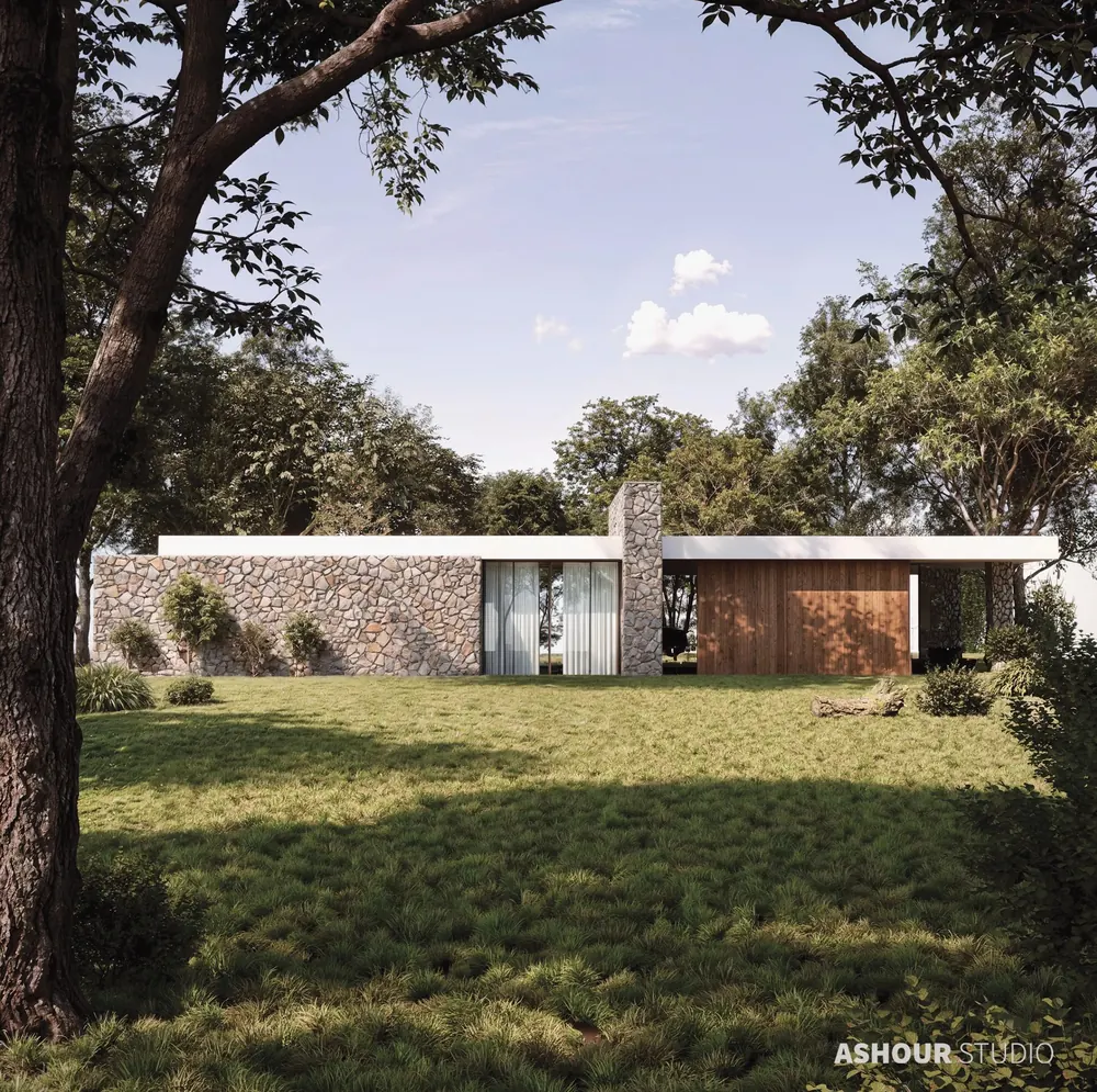 Stone Courtyard House by Ashour Studio